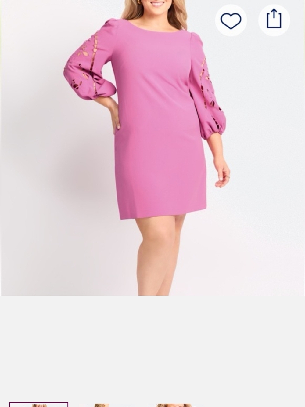 Vince Camuto Pink Puff-Sleeve Shift Dress with Eyelet Sleeves